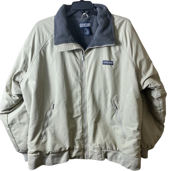 Lands' End Men’s Tan Fleece Lined Bomber Squall Coat XL 46/48 Casual Fall Winter - Picture 1 of 8